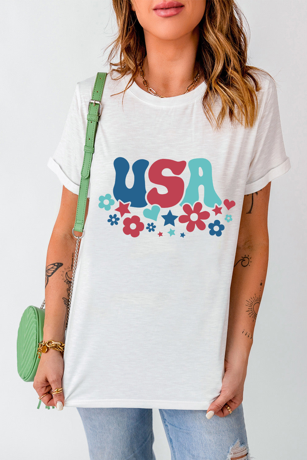 USA Round Neck Short Sleeve T-Shirt USA Round Neck Short Sleeve T-Shirt